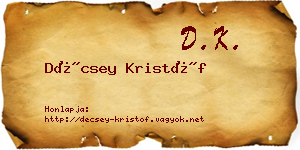 Décsey Kristóf névjegykártya