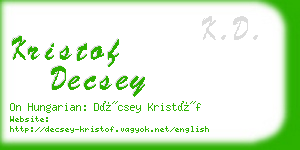 kristof decsey business card